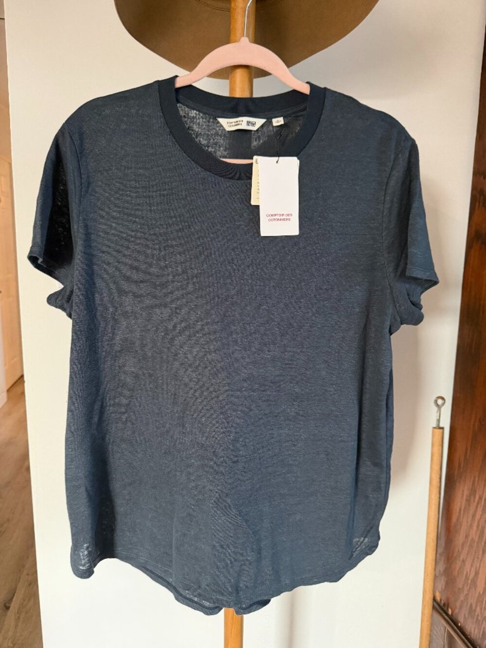 Comptoir des Cottoniers Linen crew neck short sleeves T-Shirt top Blue